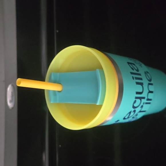 Teal and Yellow Tumbler with Straw - Picture 3 of 6